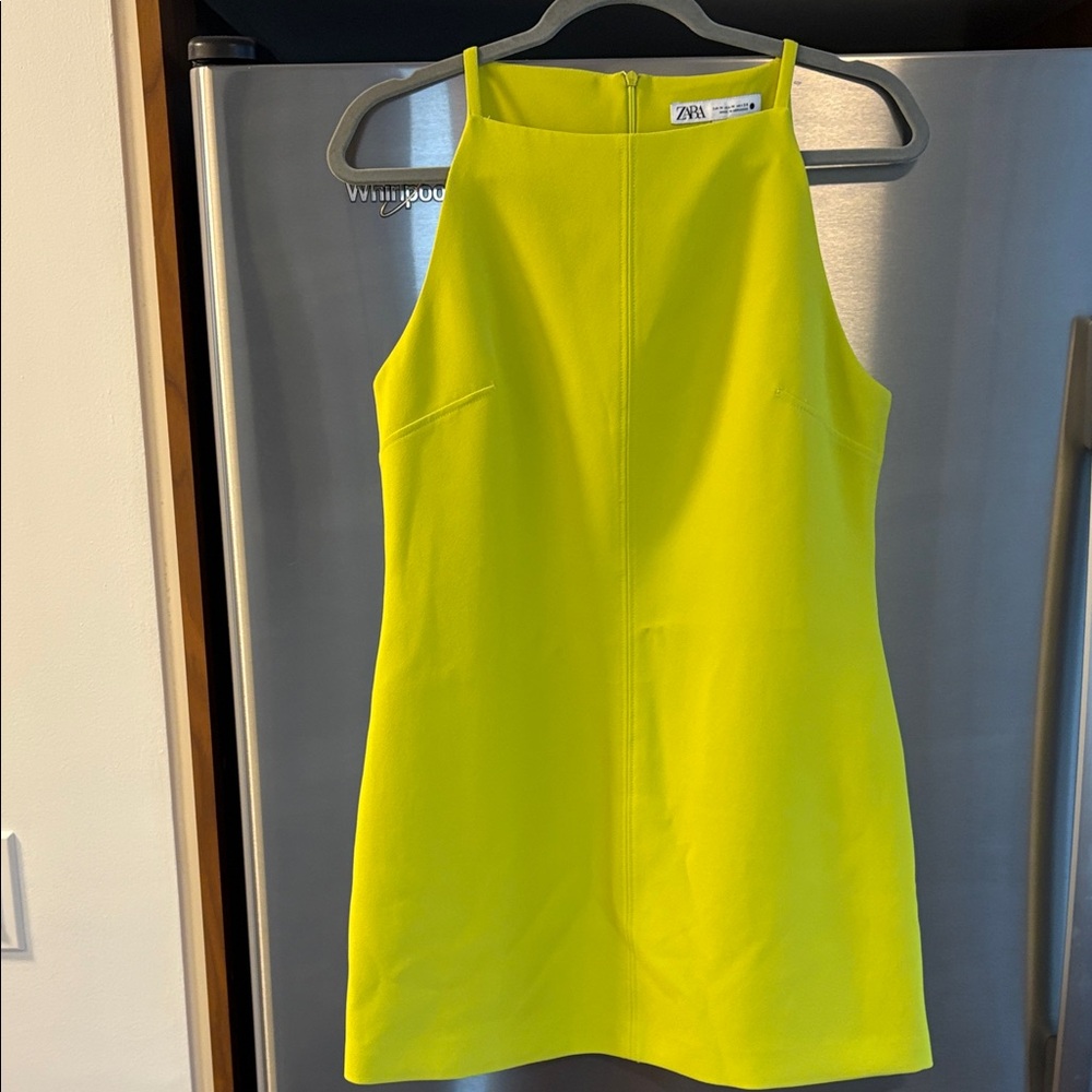 Zara Neon Yellow Halter Dress